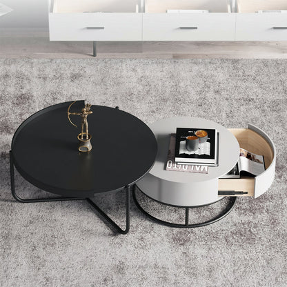 Teddy Nesting Coffee Table, Black And Off White