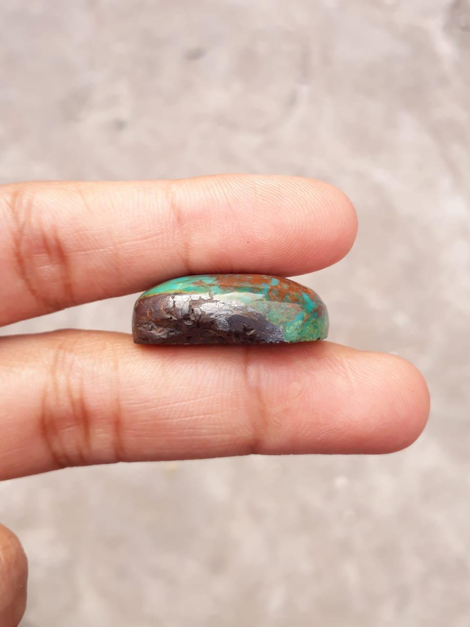 Natural Turquoise, Green Matrix Turquoise, Shajri Feroza, Real Feroza Stone - 37.7ct-25.4x18mm
