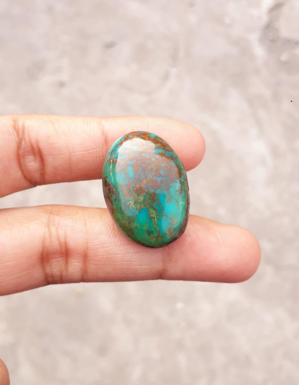 Natural Turquoise, Green Matrix Turquoise, Shajri Feroza, Real Feroza Stone - 37.7ct-25.4x18mm