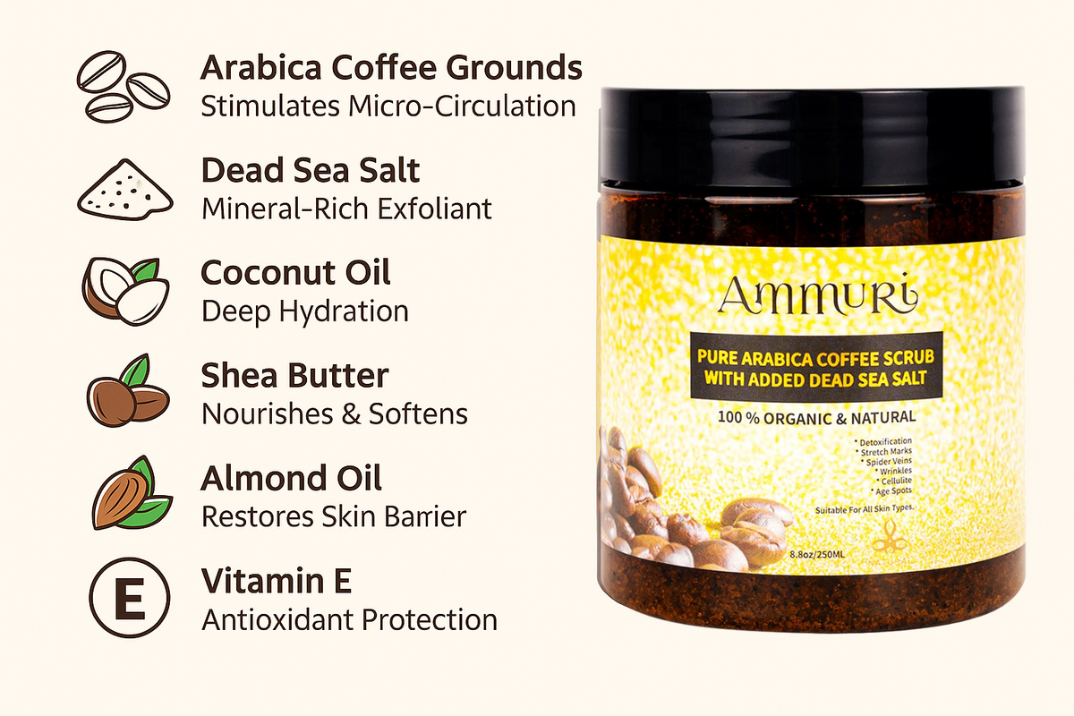 Ammuri Organic Coffee Body Scrub | Dead Sea Salt Exfoliating Polish