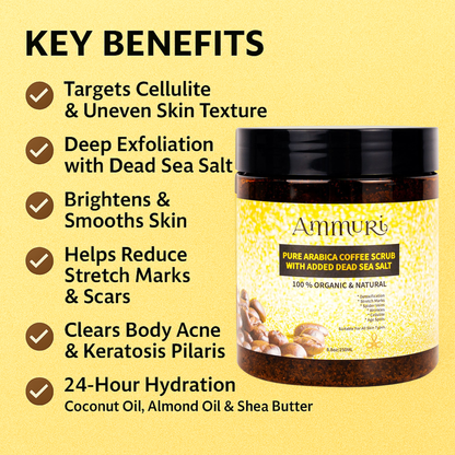 Ammuri Organic Coffee Body Scrub | Dead Sea Salt Exfoliating Polish