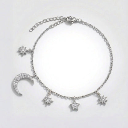 Vega Moon & Star Charm Bracelet | Silver