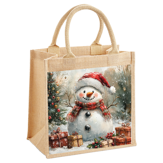 Victorian Snowman Jute Shopping Bag