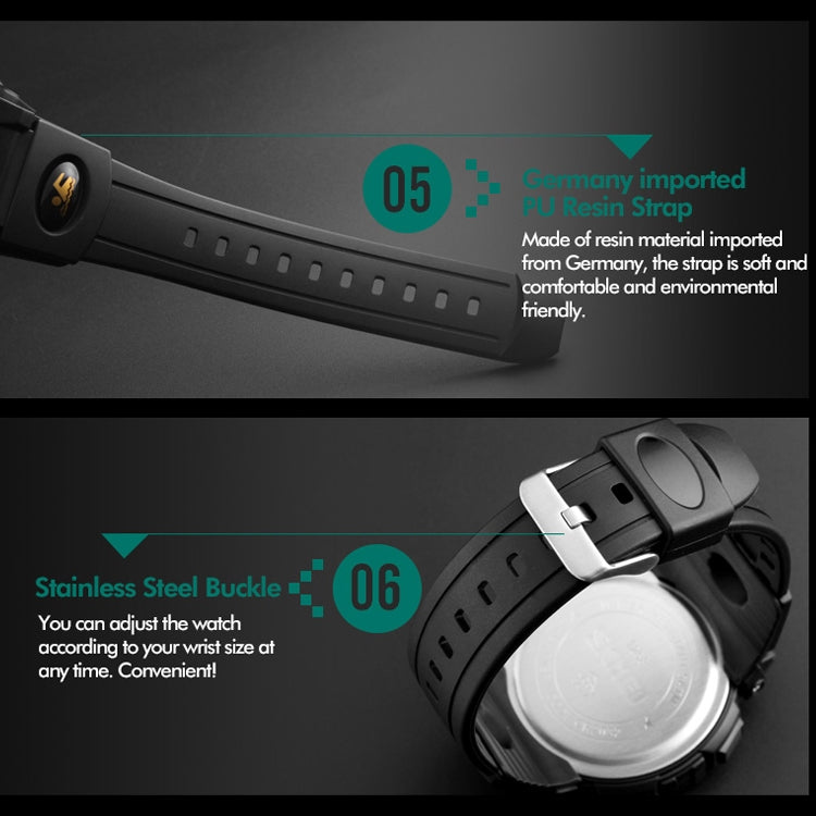 SKMEI 1258 Multifunctional Outdoor Sports Noctilucent Waterproof Wrist Watch, Size: S