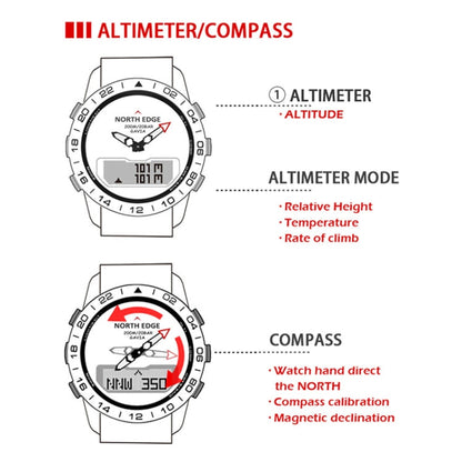 North Edge GAVIA Men Outdoor Sport 50m Waterproof Smart Digital Watch Diving Watch, Support Barometer & Pedometer, GAVIA
