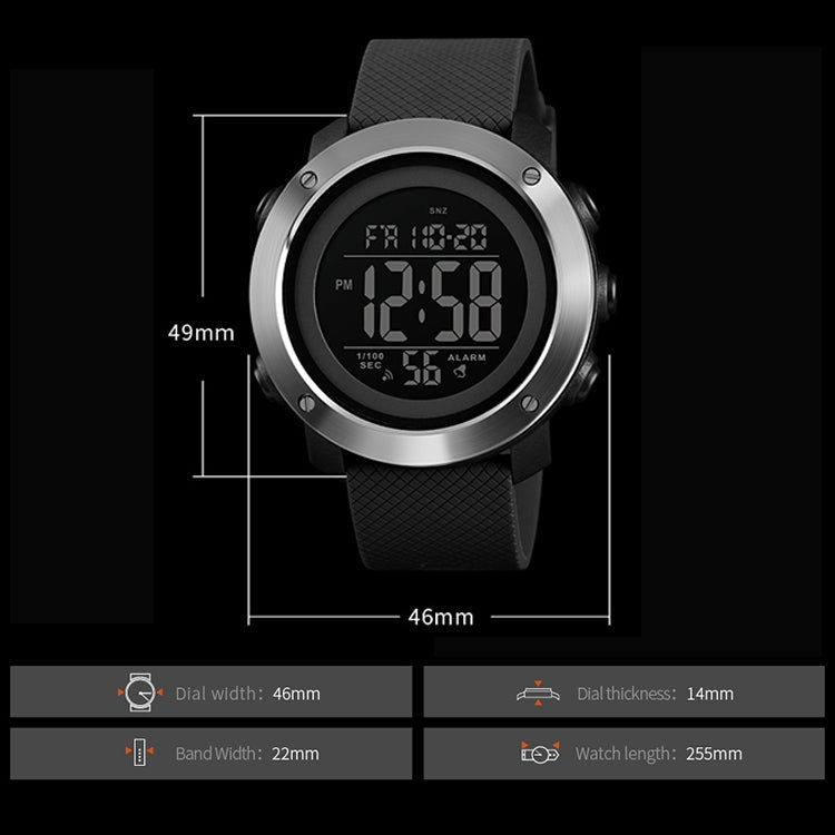 SKMEI 1416 Multifunctional Outdoor Fashion Noctilucent Waterproof Steel Ring Digital Watch, Steel Ring, 1416 Steel Ring