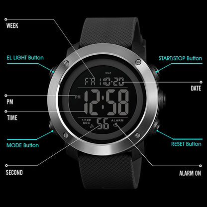 SKMEI 1416 Multifunctional Outdoor Fashion Noctilucent Waterproof Steel Ring Digital Watch, Steel Ring, 1416 Steel Ring