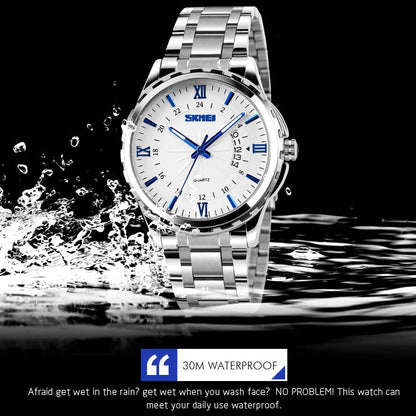 SKMEI 9069 Multifunctional Outdoor Fashion Business Waterproof Interval Gold Shell Quartz Wrist Watch