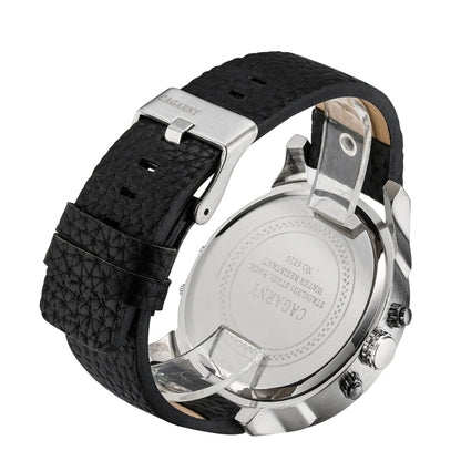 CAGARNY 6820 Fashionable Multifunctional Style Quartz Business Sport Wrist Watch with Leather Band & GMT Time & Calendar & Luminous Display for Men(Brown Band White Window), Brown Band White Window, Black Band White Window, Brown Band Blue Window      ...