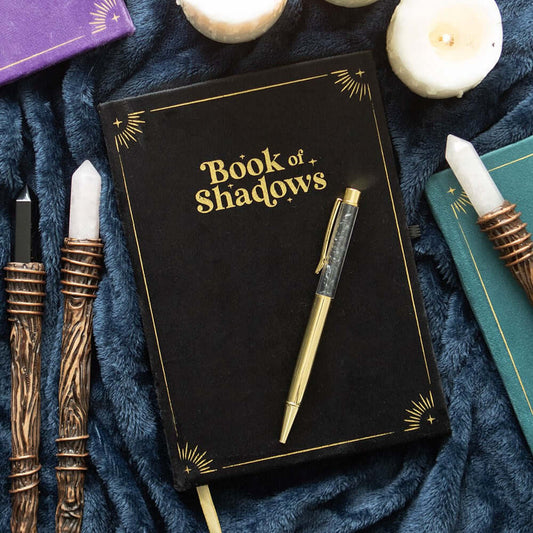 Gothic Gifts Journal with Book of Shadows Print and Black Obsidian Crystal Pen