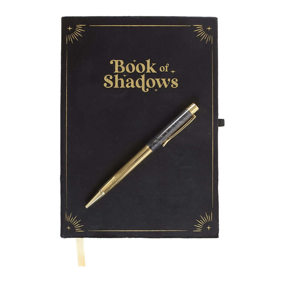 Gothic Gifts Journal with Book of Shadows Print and Black Obsidian Crystal Pen
