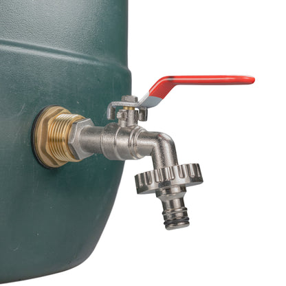Water Butt Brass Kit 3/4in with Quick Connect Lever Tap and Drill Bit
