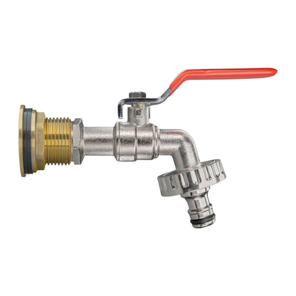 Water Butt Brass Kit 3/4in with Quick Connect Lever Tap and Drill Bit