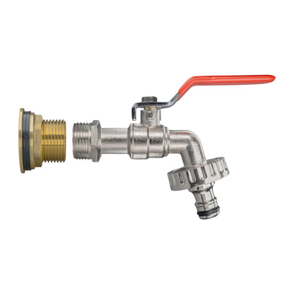 Water Butt Brass Kit 3/4in with Quick Connect Lever Tap and Drill Bit