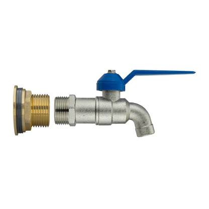 Water Butt Brass Kit 3/4in with Simple Lever Tap Brass Water Fitting Tap Adapter