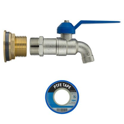 Water Butt Brass Kit 3/4in with Simple Lever Tap Brass Water Fitting Tap Adapter