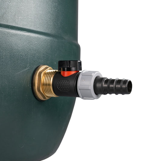 Water Butt Brass Kit 1" with In-Line Valve + 20mm Barb