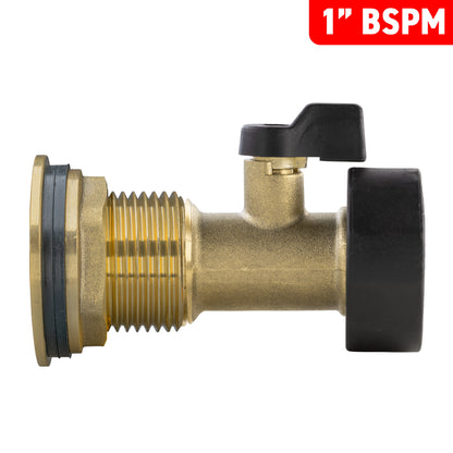 Water Butt Brass Kit 1in with Brass Valve Hose Connector Set Brass Water Fitting