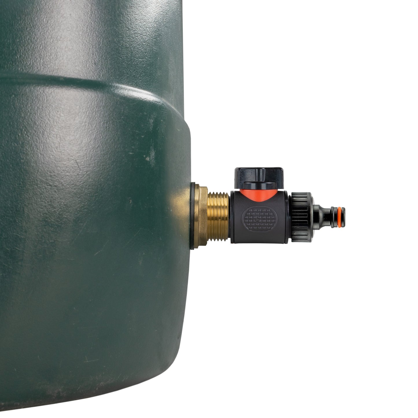 Water Butt Brass Kit 1in with In-Line Valve + Quick Connect and Drill Bit