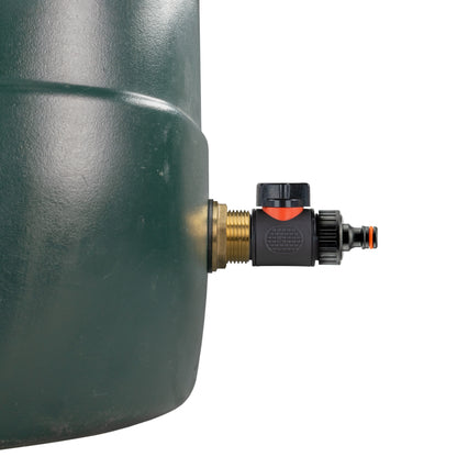 Water Butt Brass Kit 1in with In-Line Valve + Quick Connect and Drill Bit