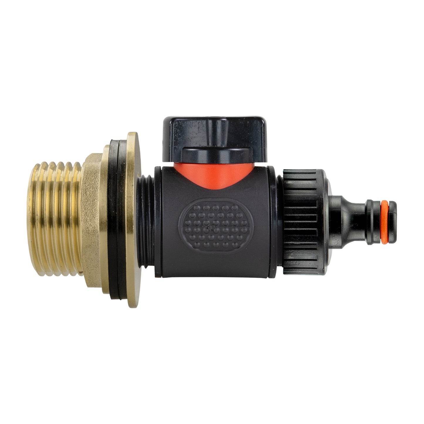 Water Butt Brass Kit 1in with In-Line Valve + Quick Connect and Drill Bit
