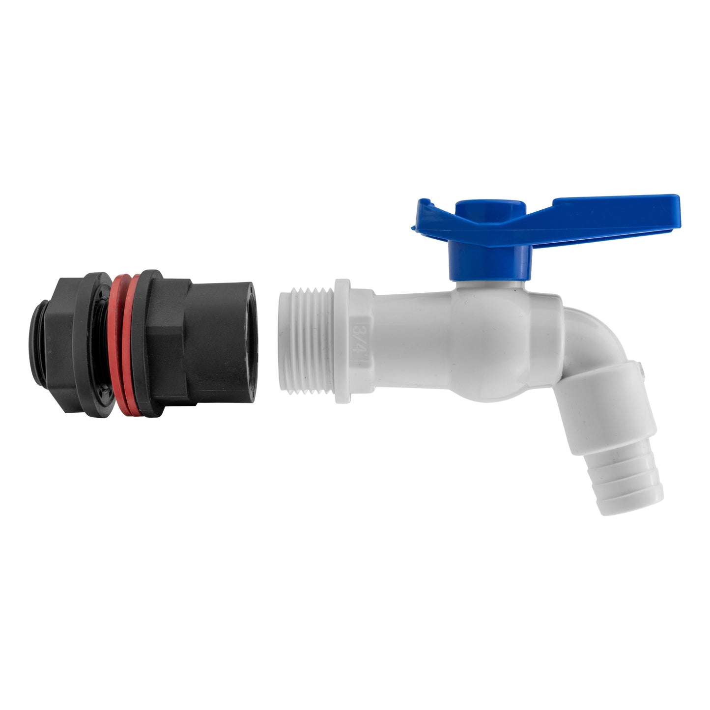 Water Butt Kit 3/4in with White PVC Tap and Drill Bit for DIY Workshop Accessory