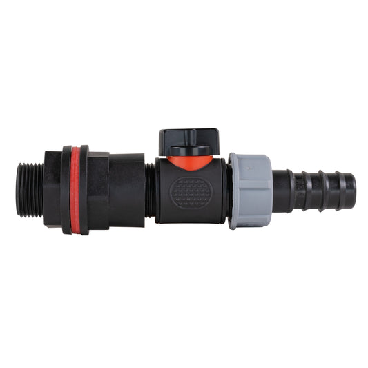 Water Butt Kit 3/4" with In-Line Valve + 3/4" Barb and Drill Bit