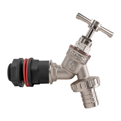 Water Butt Kit 3/4in with Nickel Plated Barbed Tap and Drill Bit Water Connector