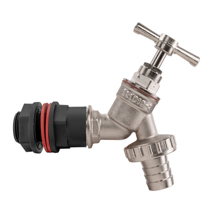 Water Butt Kit 3/4in with Nickel Plated Barbed Tap and Drill Bit Water Connector