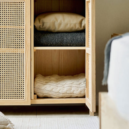 Amelia Rattan Wardrobe, Solid Wood & Rattan