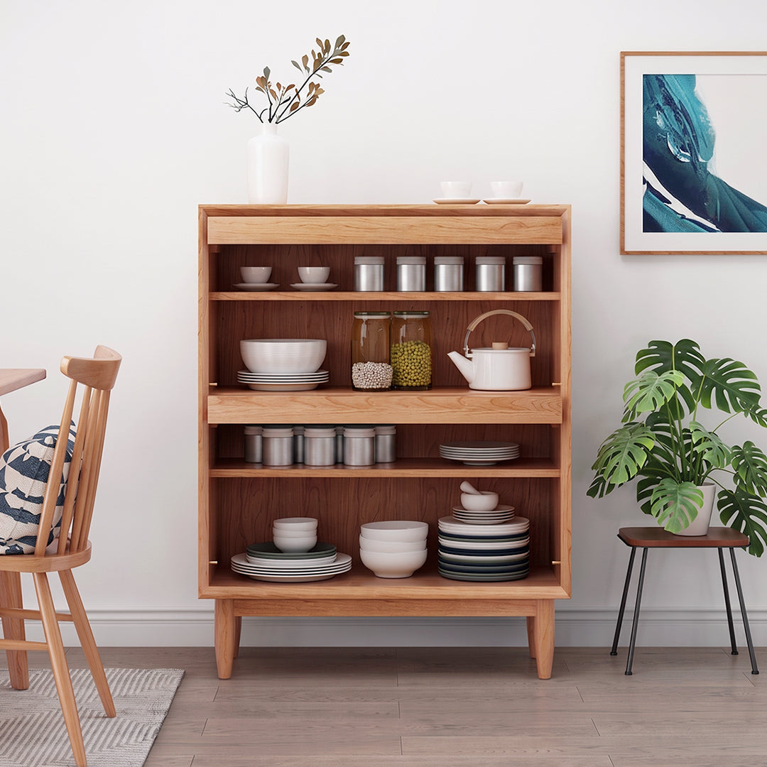 Duo Sideboard, Side Cabinet, Rattan & Wood