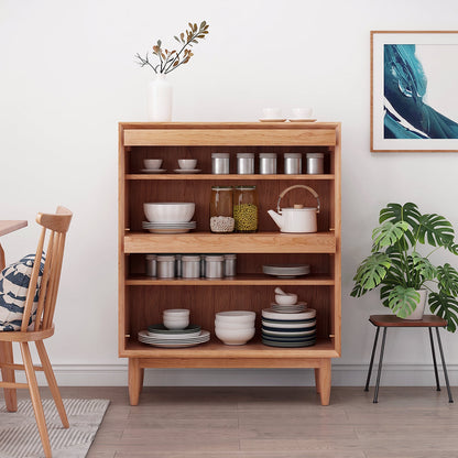 Duo Sideboard, Side Cabinet, Rattan & Wood