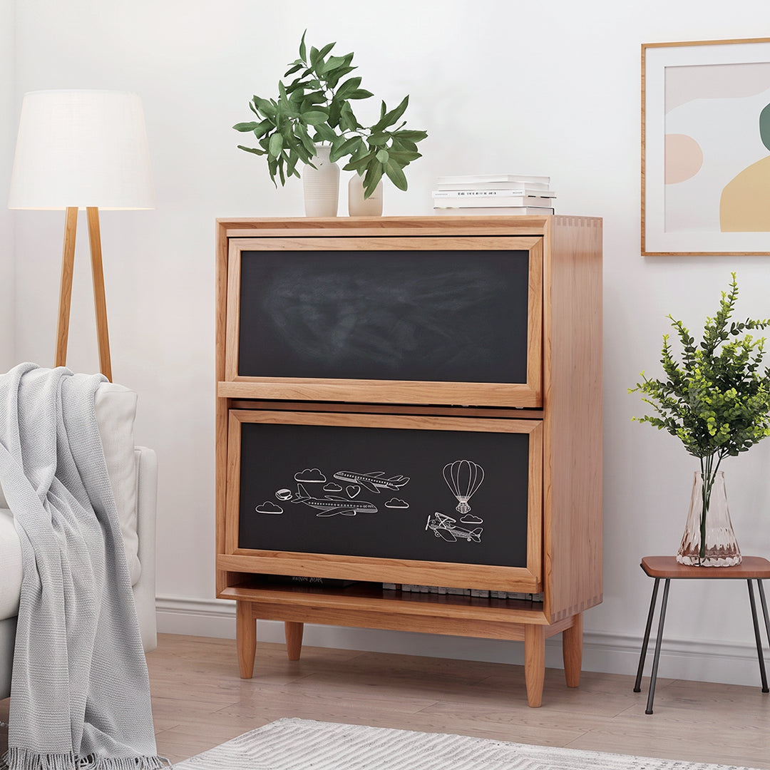 Duo Sideboard, Side Cabinet, Rattan & Wood