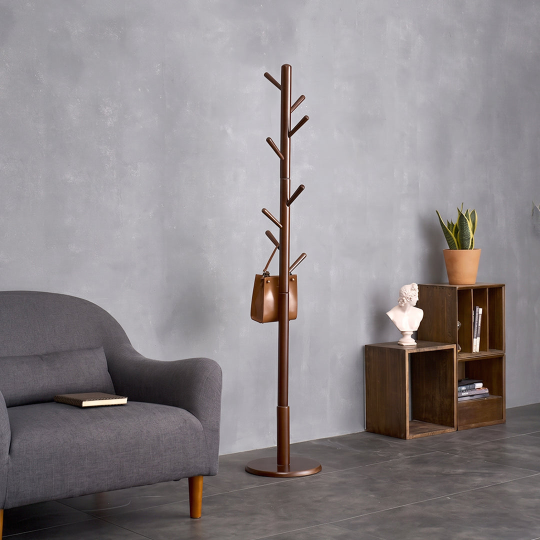 Morgan Coat Stand, Coat Rack, With 8 Hooks, Solid Wood