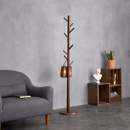 Morgan Coat Stand, Coat Rack, With 8 Hooks, Solid Wood