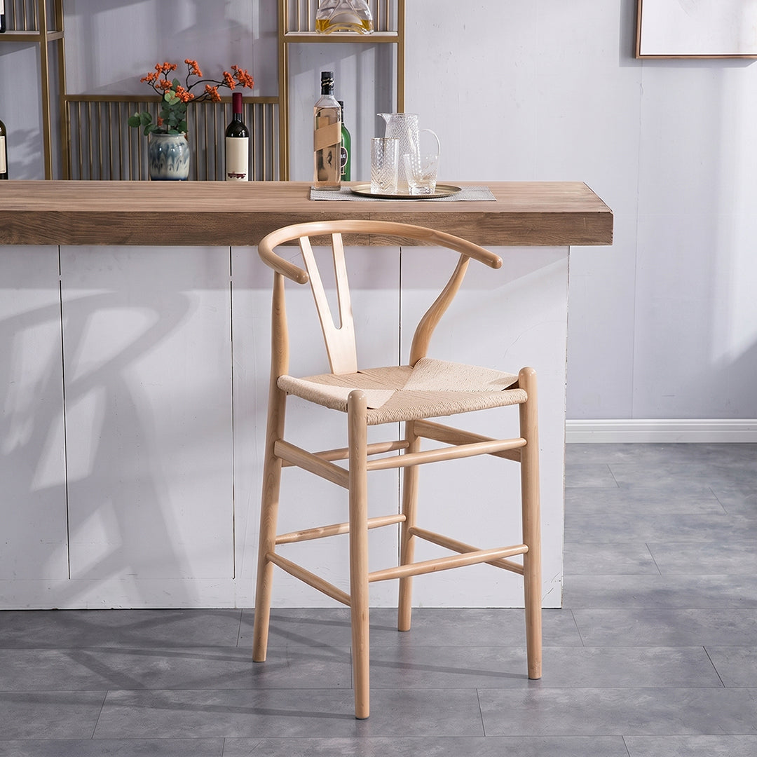 Wishbone Classical Bar Stool, Black Ash