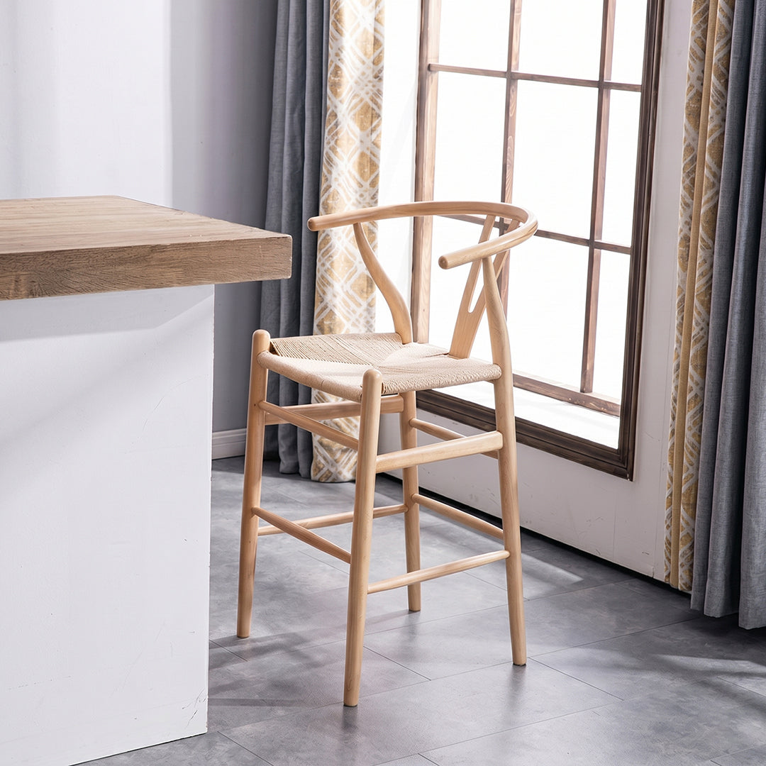 Wishbone Classical Bar Stool, Black Ash