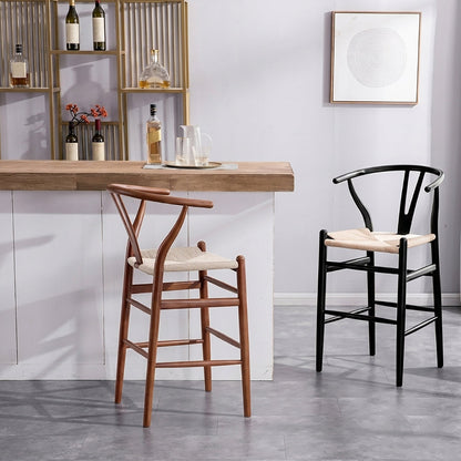 Wishbone Classical Bar Stool, Black Ash