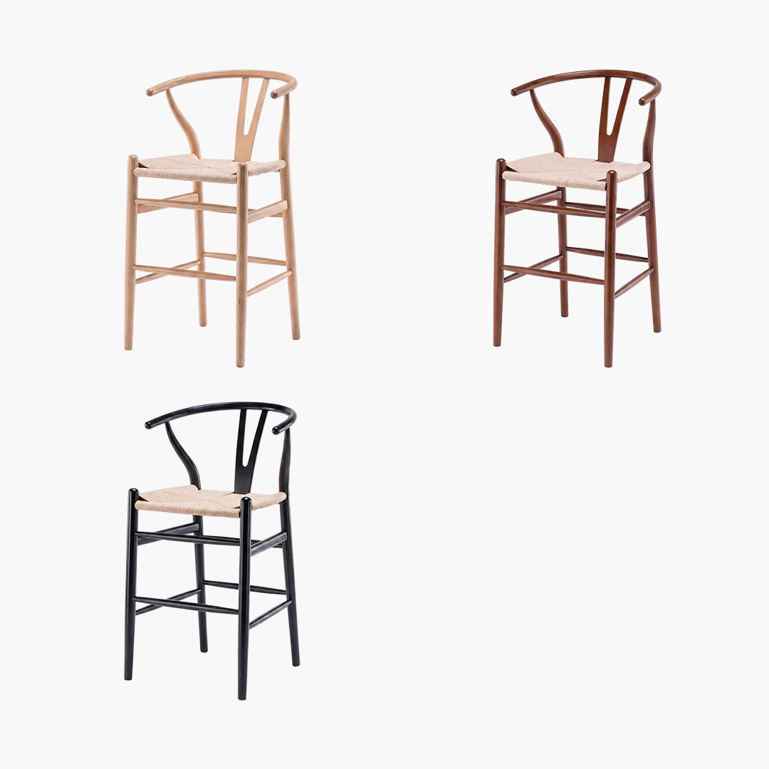 Wishbone Classical Bar Stool, Black Ash