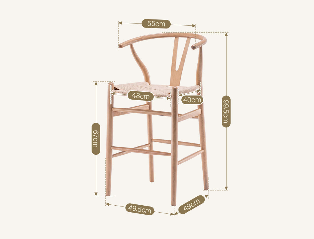Wishbone Classical Bar Stool, Black Ash