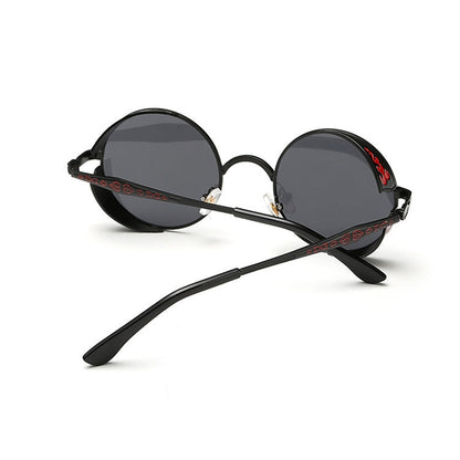 Retro Carved Round Sunglasses, Sunglasses#Tyrant gold box gold, Sunglasses#Gold frame gray sheet, Sunglasses#Gold frame red film, Sunglasses#silver frame ice blue, Sunglasses#silver frame gray sheet, Sunglasses#silver frame white mercury               ...