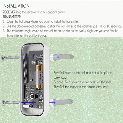 P6-B 110dB Wireless IP55 Waterproof Low Power Consumption WiFi Doorbell Receiver, 53 Music Options, Receiver Distance: 300m