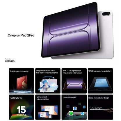 OnePlus Pad 2 Pro 13.2 inch WiFi Tablet PC, 16GB+512GB ColorOS 15.0 Qualcomm Snapdragon 8 Ultra Octa Core CPU, 16GB+512GB