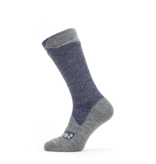 Sealskinz Raynham Waterproof All Weather Mid Length Sock - Blue/Grey Marl