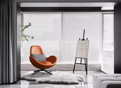 Snail Swivel Accent Armchair, Brown Leather
