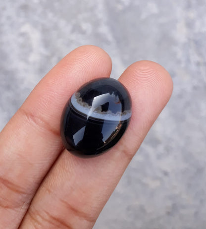 17.6ct-Black Onyx - Beautiful Onyx Gemstone - Onyx Agate -  21x16mm