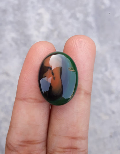 Green Chalcedony - Green Agate - Real Aqeeq - Dimension-15x20mm