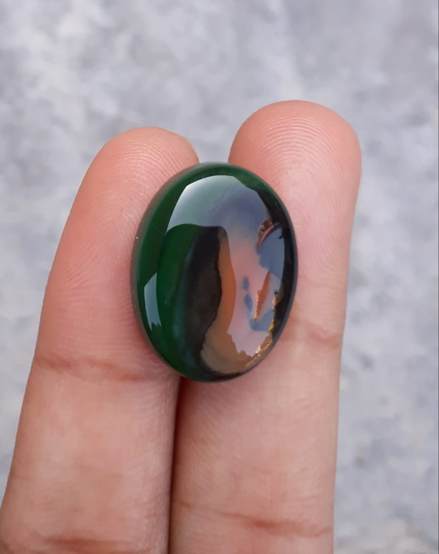 Green Chalcedony - Green Agate - Real Aqeeq - Dimension-15x20mm