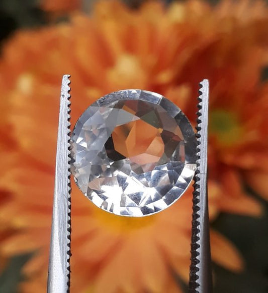 5ct Topaz - Whie Topaz Faceted Gemstone - Novemeber Birthstone - White Pukhraj - 11.4x11.4mm