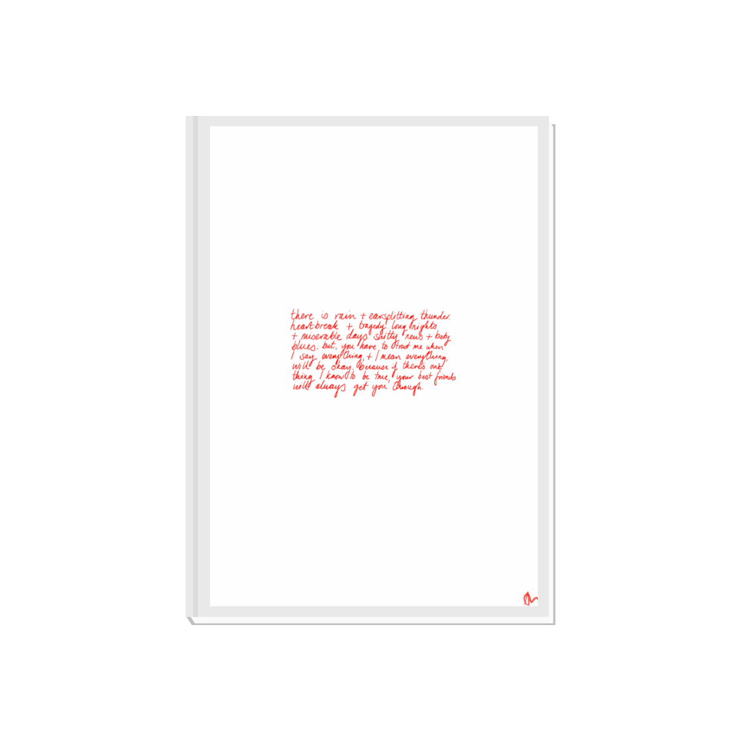 Best Friends Poem | Minimalist Red Relatable Art Print